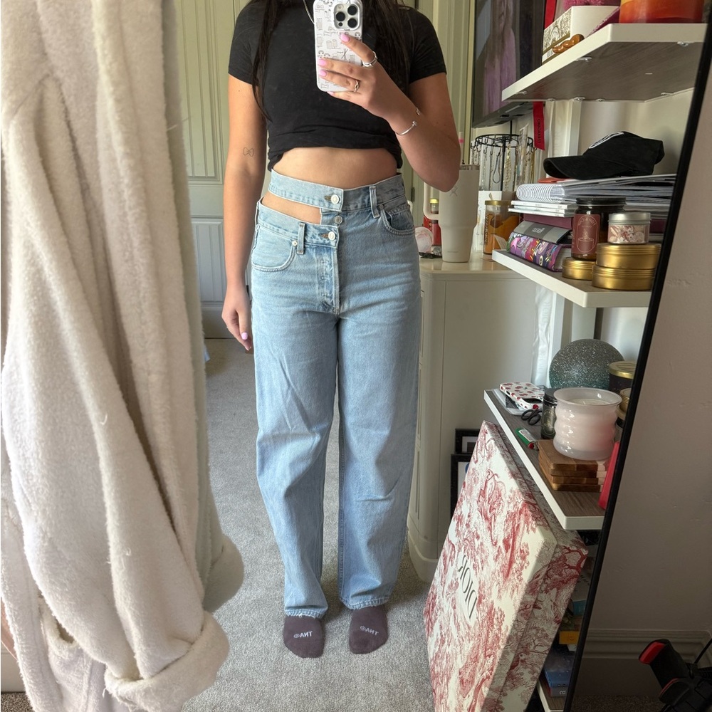 Agolde Blue Straight Leg Jeans High-Waisted Vintage-Inspired